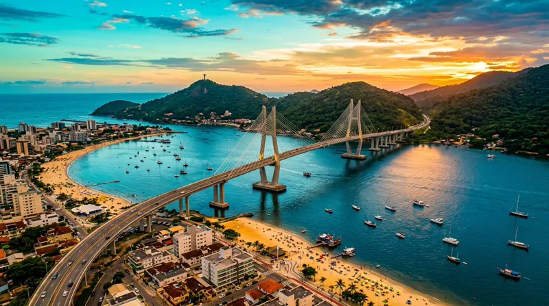 Vista panorâmica da Baía de Guaratuba e Ponte PR-412